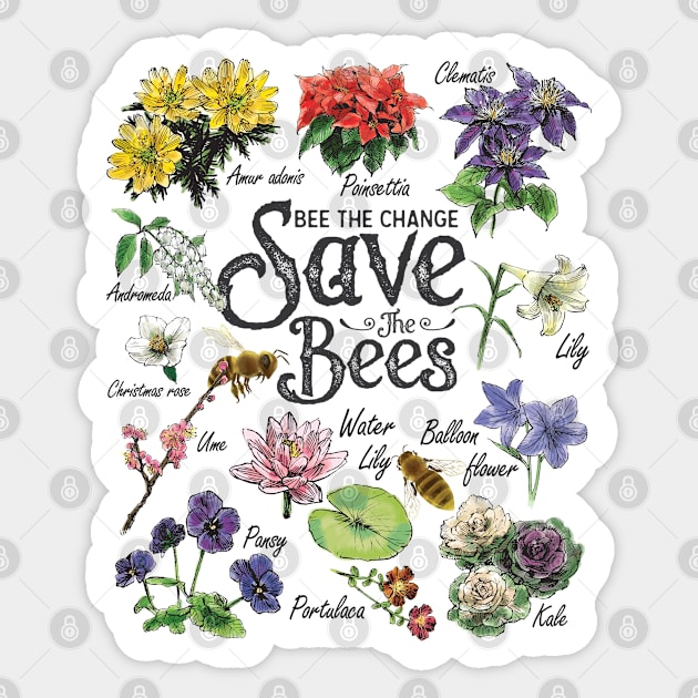 Save the Bees Art Gift Sticker by USProudness